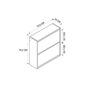 Düşer Kapak Ayakkabılık 2 Bölmeli Kayar Raflı Ayakkabılık Duvara Monte Ayakkabılık Peri Antrasit