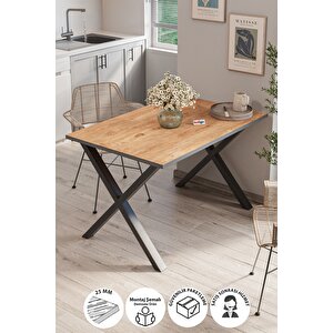 Yemek Masası Metal Ayaklı Mutfak Masası Prag 80 X 120 Cm X Ayaklı Çam