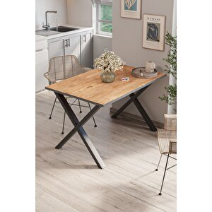 Yemek Masası Metal Ayaklı Mutfak Masası Prag 80 X 120 Cm X Ayaklı Çam