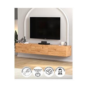 Tv Ünitesi Tv Sehpası Düşer Kapaklı Tv Ünitesi Televizyon Sehpası 180 Cm Marvel Çam