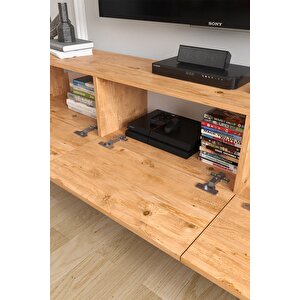 Tv Ünitesi Tv Sehpası Düşer Kapaklı Tv Ünitesi Televizyon Sehpası 180 Cm Marvel Çam