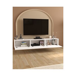 Tv Ünitesi Tv Sehpası Düşer Kapaklı Tv Ünitesi Televizyon Sehpası 180 Cm Marvel Beyaz