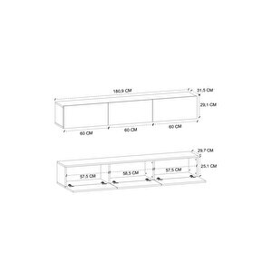 Bofigo Tv Ünitesi Tv Sehpası Düşer Kapaklı Tv Ünitesi Televizyon Sehpası 180 Cm Marvel Beyaz