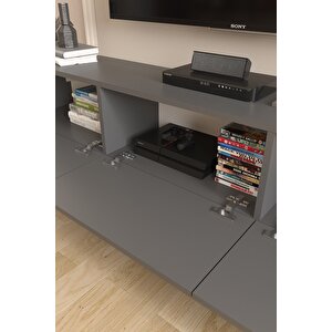 Bofigo Tv Ünitesi Tv Sehpası Düşer Kapaklı Tv Ünitesi Televizyon Sehpası 180 Cm Marvel Antrasit