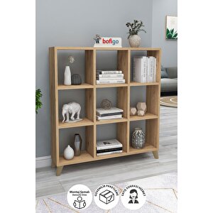 Küp Kitaplık 9 Bölmeli Raflı Kitaplık Kare Kitaplık Kütüphane Çam