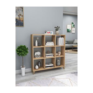 Küp Kitaplık 9 Bölmeli Raflı Kitaplık Kare Kitaplık Kütüphane Çam