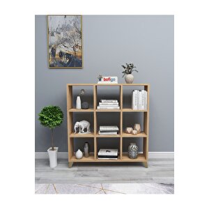 Küp Kitaplık 9 Bölmeli Raflı Kitaplık Kare Kitaplık Kütüphane Çam