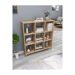 Küp Kitaplık 9 Bölmeli Raflı Kitaplık Kare Kitaplık Kütüphane Çam