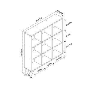 Küp Kitaplık 9 Bölmeli Raflı Kitaplık Kare Kitaplık Kütüphane Çam