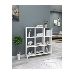 Küp Kitaplık 9 Bölmeli Raflı Kitaplık Kare Kitaplık Kütüphane Beyaz.