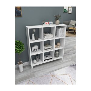Küp Kitaplık 9 Bölmeli Raflı Kitaplık Kare Kitaplık Kütüphane Beyaz.