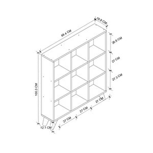 Küp Kitaplık 9 Bölmeli Raflı Kitaplık Kare Kitaplık Kütüphane Beyaz.