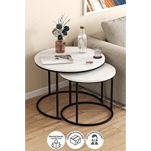 2li Orta Sehpa Zigon Sehpa Yan Sehpa Kahve Sehpası Hilal Beyaz