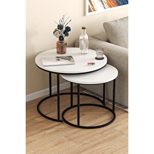 2li Orta Sehpa Zigon Sehpa Yan Sehpa Kahve Sehpası Hilal Beyaz