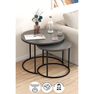 2li Orta Sehpa Zigon Sehpa Yan Sehpa Kahve Sehpası Hilal Antrasit