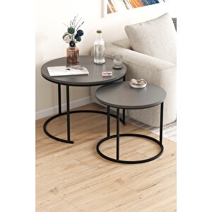 2li Orta Sehpa Zigon Sehpa Yan Sehpa Kahve Sehpası Hilal Antrasit