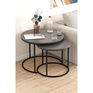 2li Orta Sehpa Zigon Sehpa Yan Sehpa Kahve Sehpası Hilal Antrasit