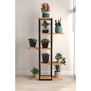 5 Raflı Çiçeklik Rafı Saksılık Standı Dekoratif Aksesuar Rafı Saksılık Papatya Çam