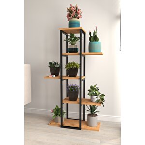 5 Raflı Çiçeklik Rafı Saksılık Standı Dekoratif Aksesuar Rafı Saksılık Papatya Çam