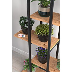Bofigo 5 Raflı Çiçeklik Rafı Saksılık Standı Dekoratif Aksesuar Rafı Saksılık Papatya Çam