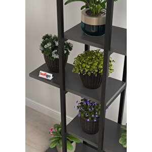 Bofigo 5 Raflı Çiçeklik Rafı Saksılık Standı Dekoratif Aksesuar Rafı Saksılık Papatya Antrasit
