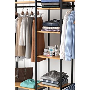 10 Raflı Metal Gardırop Metal Portmanto Açık Gardırop Elbise Dolabı Vestiyer Openix Çam