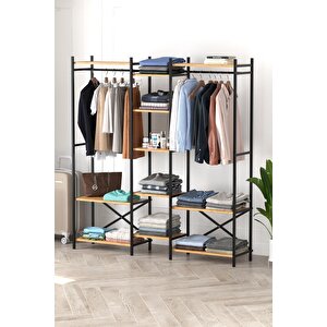 10 Raflı Metal Gardırop Metal Portmanto Açık Gardırop Elbise Dolabı Vestiyer Openix Çam