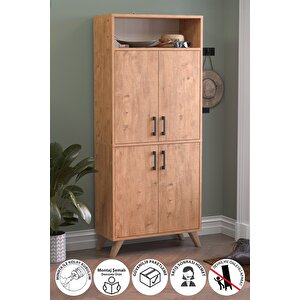 4 Kapaklı Ayakkabılık 9 Bölmeli Ayakkabılık Çok Amaçlı Dolap Beste Çam