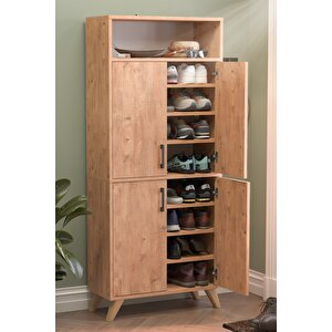 Bofigo 4 Kapaklı Ayakkabılık 9 Bölmeli Ayakkabılık Çok Amaçlı Dolap Beste Çam