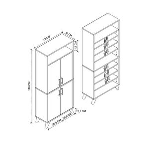 Bofigo 4 Kapaklı Ayakkabılık 9 Bölmeli Ayakkabılık Çok Amaçlı Dolap Beste Beyaz