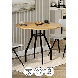Yuvarlak Yemek Masası 80 Cm Mutfak Masası Balkon Masası Roma Çam
