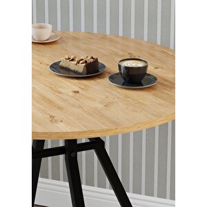 Yuvarlak Yemek Masası 80 Cm Mutfak Masası Balkon Masası Roma Çam