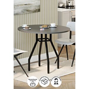 Yuvarlak Yemek Masası 80 Cm Mutfak Masası Balkon Masası Roma Antrasit