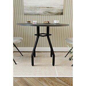 Yuvarlak Yemek Masası 80 Cm Mutfak Masası Balkon Masası Roma Antrasit