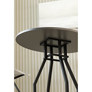 Bofigo Yuvarlak Yemek Masası 80 Cm Mutfak Masası Balkon Masası Roma Antrasit