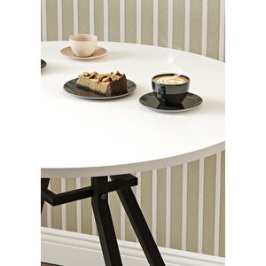 Yuvarlak Yemek Masası 80 Cm Mutfak Masası Balkon Masası Roma Beyaz