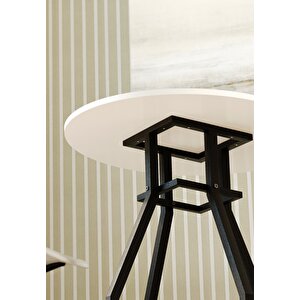 Bofigo Yuvarlak Yemek Masası 80 Cm Mutfak Masası Balkon Masası Roma Beyaz