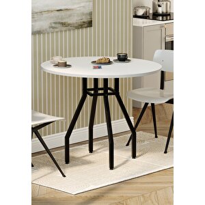 Bofigo Yuvarlak Yemek Masası 80 Cm Mutfak Masası Balkon Masası Roma Beyaz