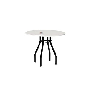 Bofigo Yuvarlak Yemek Masası 80 Cm Mutfak Masası Balkon Masası Roma Beyaz