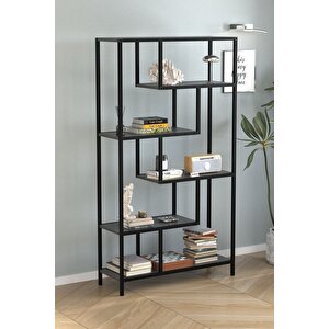 6 Raflı Kitaplık Dekoratif Kitaplık Metal Kitaplık Ofis Kitaplığı Larissa Antrasit