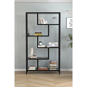 6 Raflı Kitaplık Dekoratif Kitaplık Metal Kitaplık Ofis Kitaplığı Larissa Antrasit