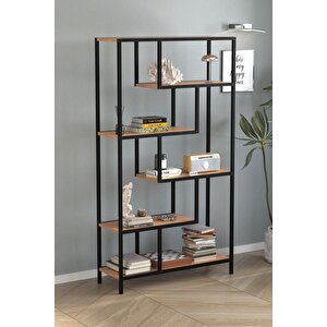 6 Raflı Kitaplık Dekoratif Kitaplık Metal Kitaplık Ofis Kitaplığı Larissa Çam
