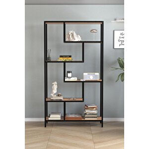 6 Raflı Kitaplık Dekoratif Kitaplık Metal Kitaplık Ofis Kitaplığı Larissa Çam