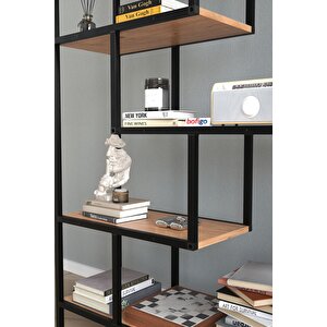 6 Raflı Kitaplık Dekoratif Kitaplık Metal Kitaplık Ofis Kitaplığı Larissa Çam
