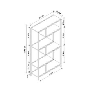6 Raflı Kitaplık Dekoratif Kitaplık Metal Kitaplık Ofis Kitaplığı Larissa Çam