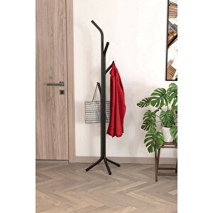 Metal Elbise Askılığı Portmanto Askılık Siyah