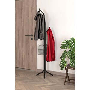 Metal Elbise Askılığı Portmanto Askılık Siyah