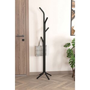 Metal Elbise Askılığı Portmanto Askılık Siyah