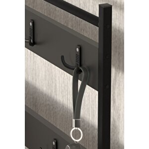 3 Raflı Metal Portmanto Elbise Askılığı Vestiyer Ayakkabılık Samanyolu Antrasit