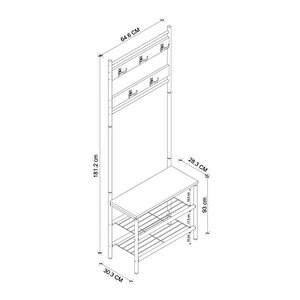 3 Raflı Metal Portmanto Elbise Askılığı Vestiyer Ayakkabılık Samanyolu Beyaz